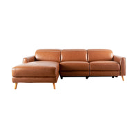 Dunaway 3 Seater Leather Recliner Sofa With Chaise Vintage Brown