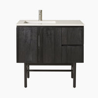 Ezra Single Bathroom Vanity Mahogany with Stone Top 910mm Package