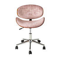 Jetson Desk Chair Timber Veneer Back Brushed Vintage Rose Velvet