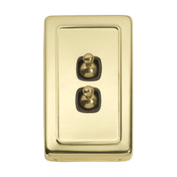 5903 Switch Flat Plate Toggle 2 Gang Brown Polished Brass H115xW72mm