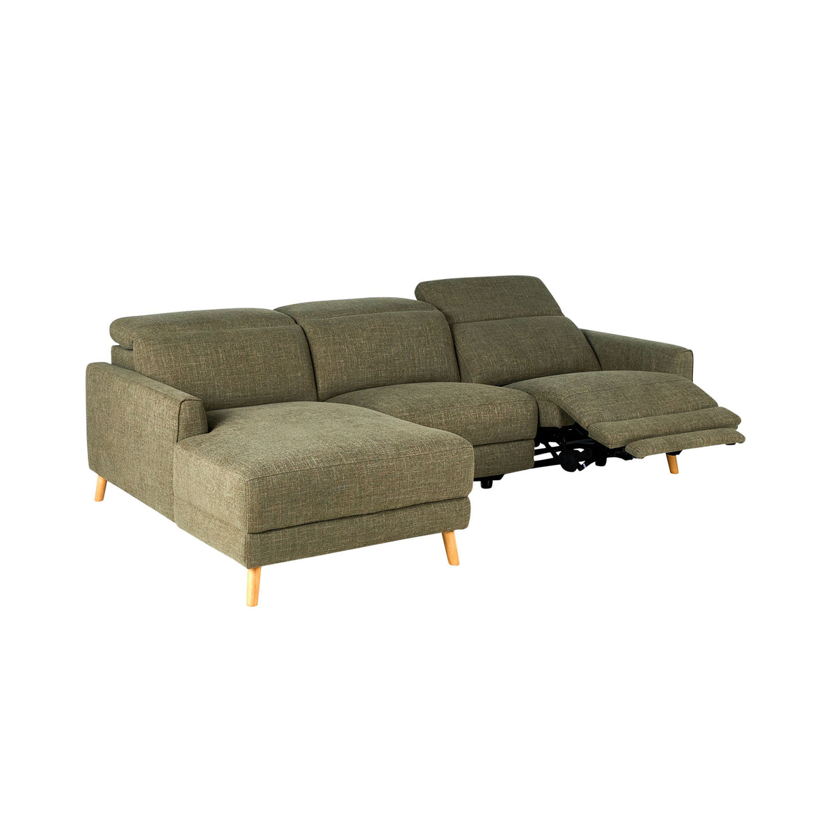 Dunaway 3 Seater Recliner Chaise Sofa Daintree Green