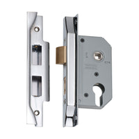 2172 Mortice Lock Euro Rebated Chrome Plated CTC47.5mm Backset 46mm