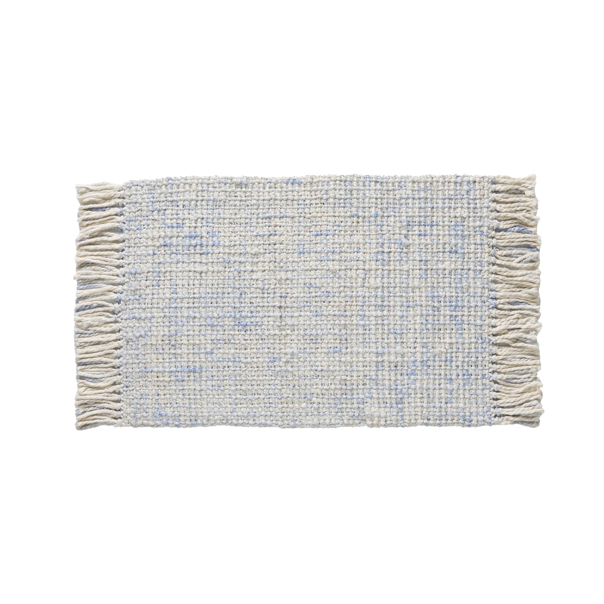 Blue Boucle Fringed Jute Doormat 90cm