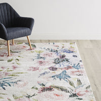 Botanical Snow Digital Printed Tufted Shaggy Rug 240x150cm