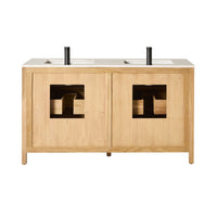 Oliver Double Bathroom Vanity Teak with Stone Top 1510mm Package