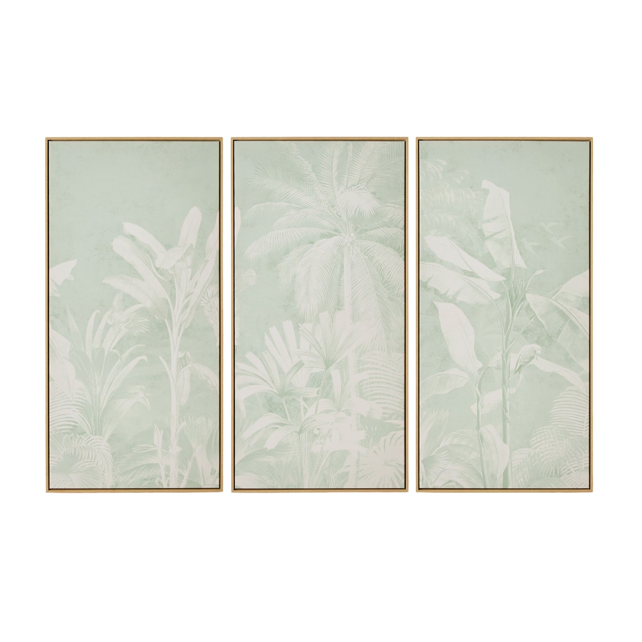 Sage Jungle Trio Framed Canvas Print 190x120cm