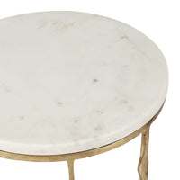 Iron Round Side Table With Marble Top 50cm