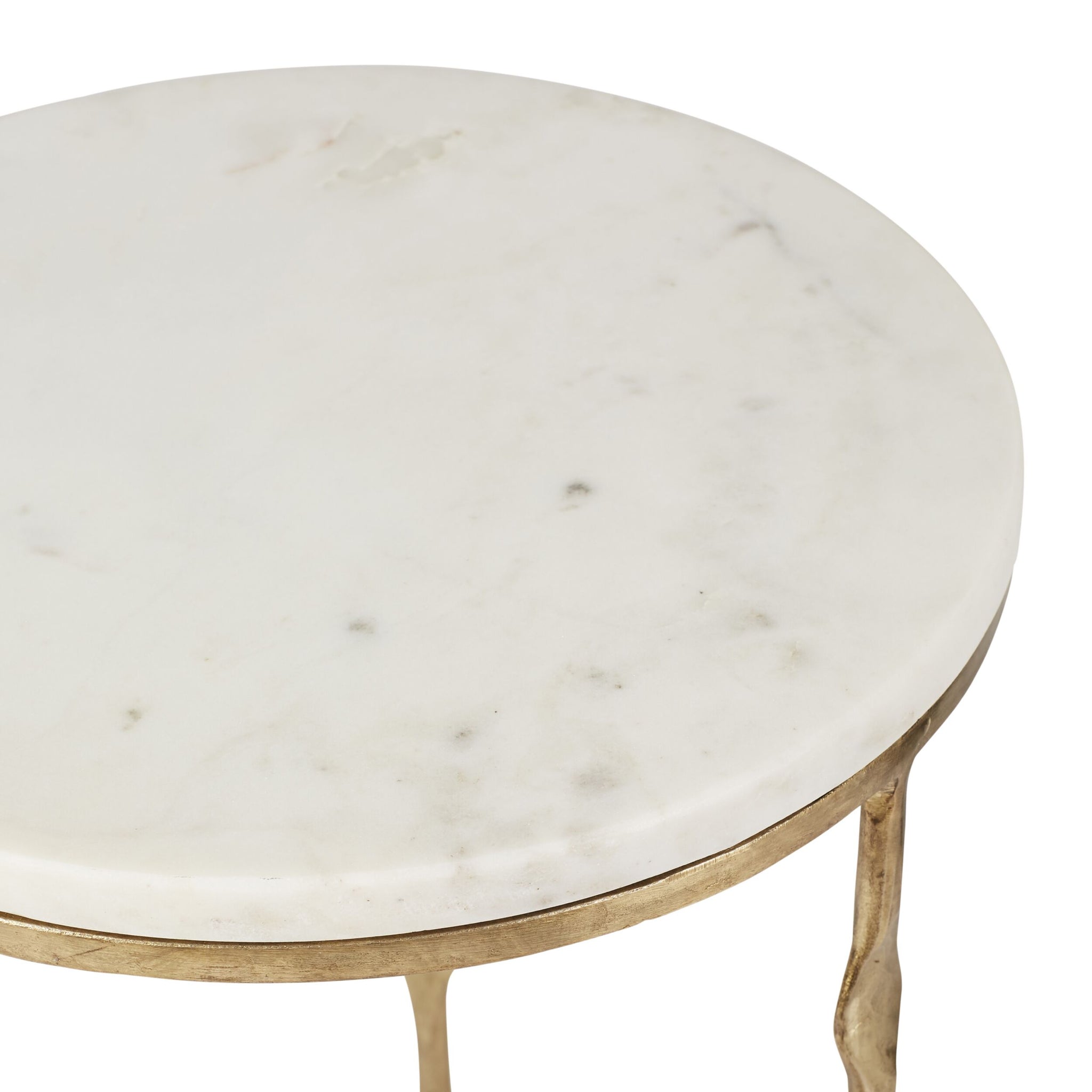 Iron Round Side Table With Marble Top 50cm