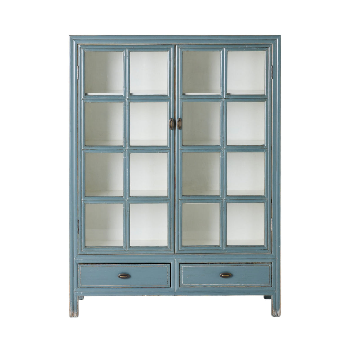 Sansha 2 Door & 2 Drawer Display Cabinet Dove Grey & White