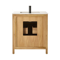 Oliver Single Bathroom Vanity Teak with Stone Top 760mm Package