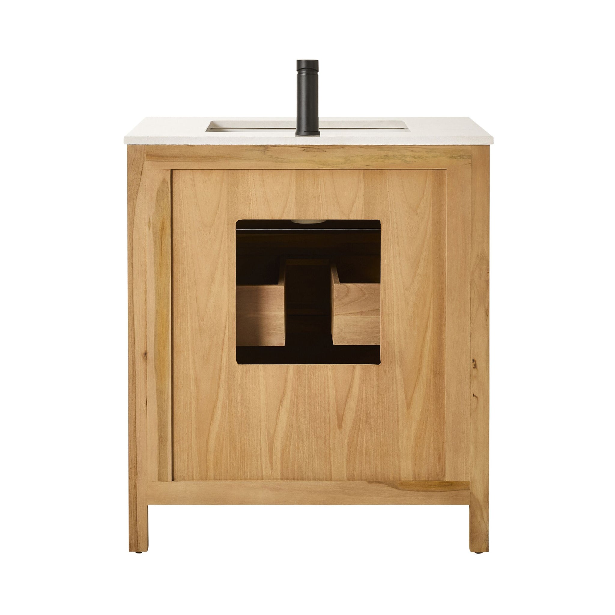 Oliver Single Bathroom Vanity Teak with Stone Top 760mm Package