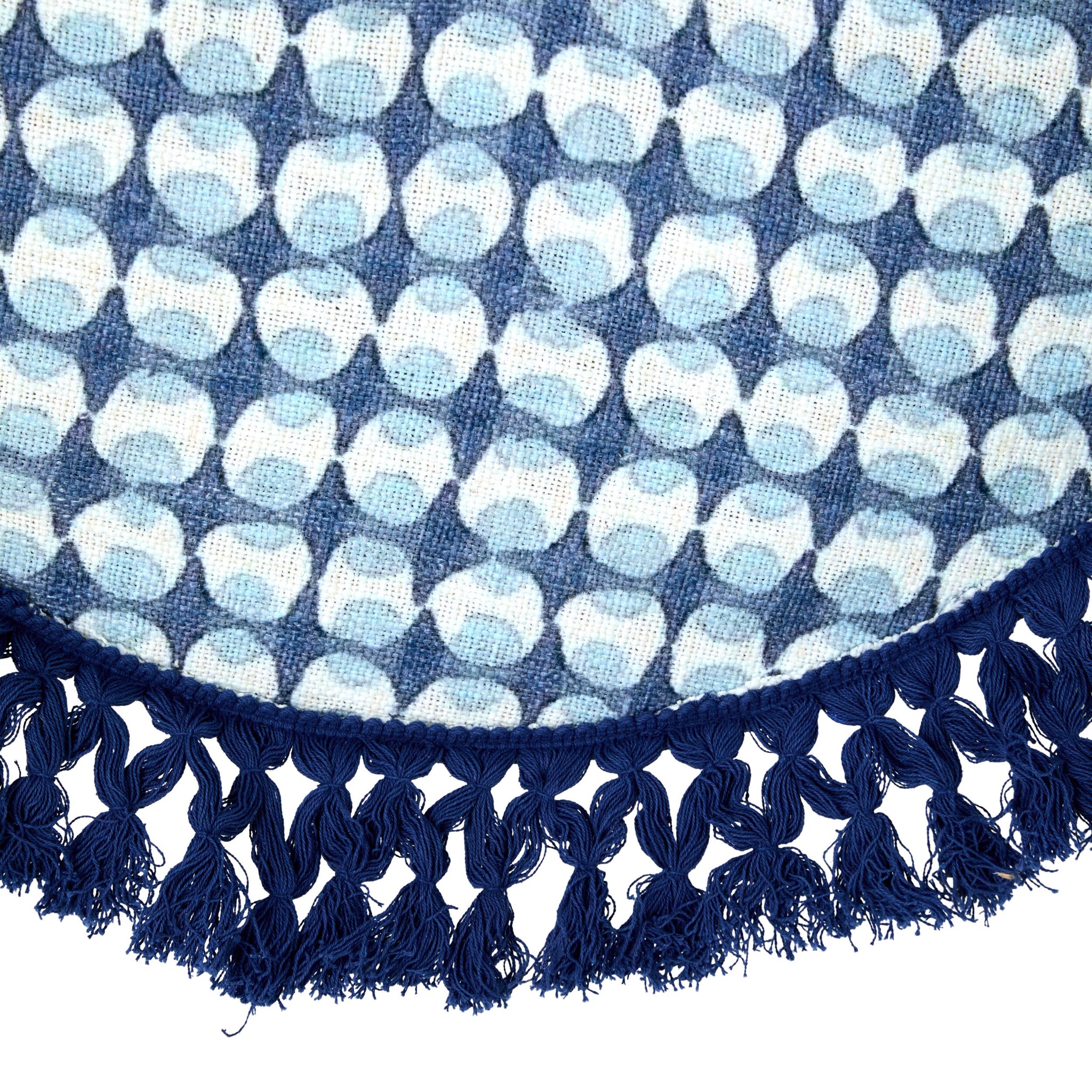 Fiesta Fringed Cotton Pendant Blue 75cm - SHADE ONLY