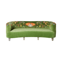 Freya Embroidered Sofa Green Velvet