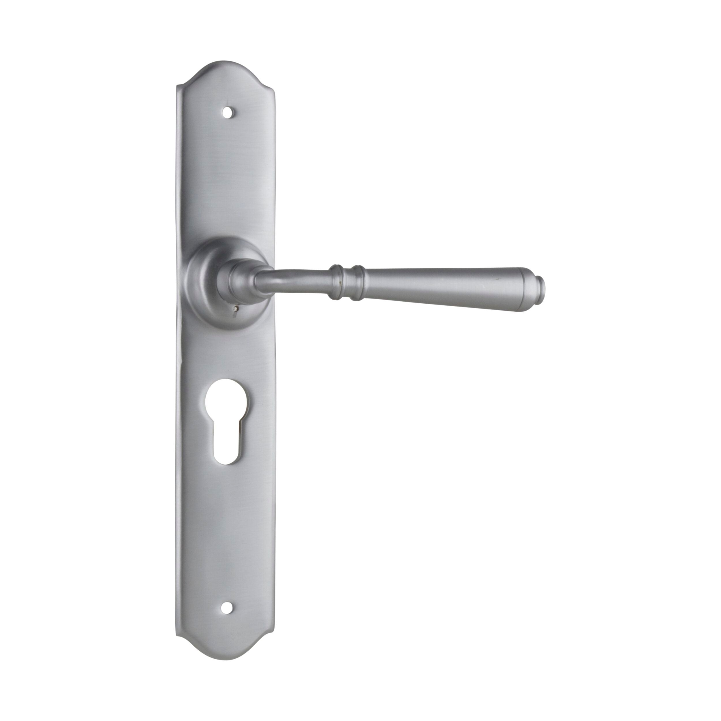 0749E Door Lever Reims Euro Pair Satin Chrome H240xW40xP70mm