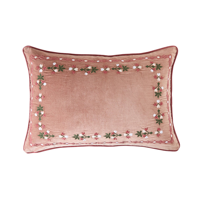 Valencia Floral Border Cushion Rose 40x60cm