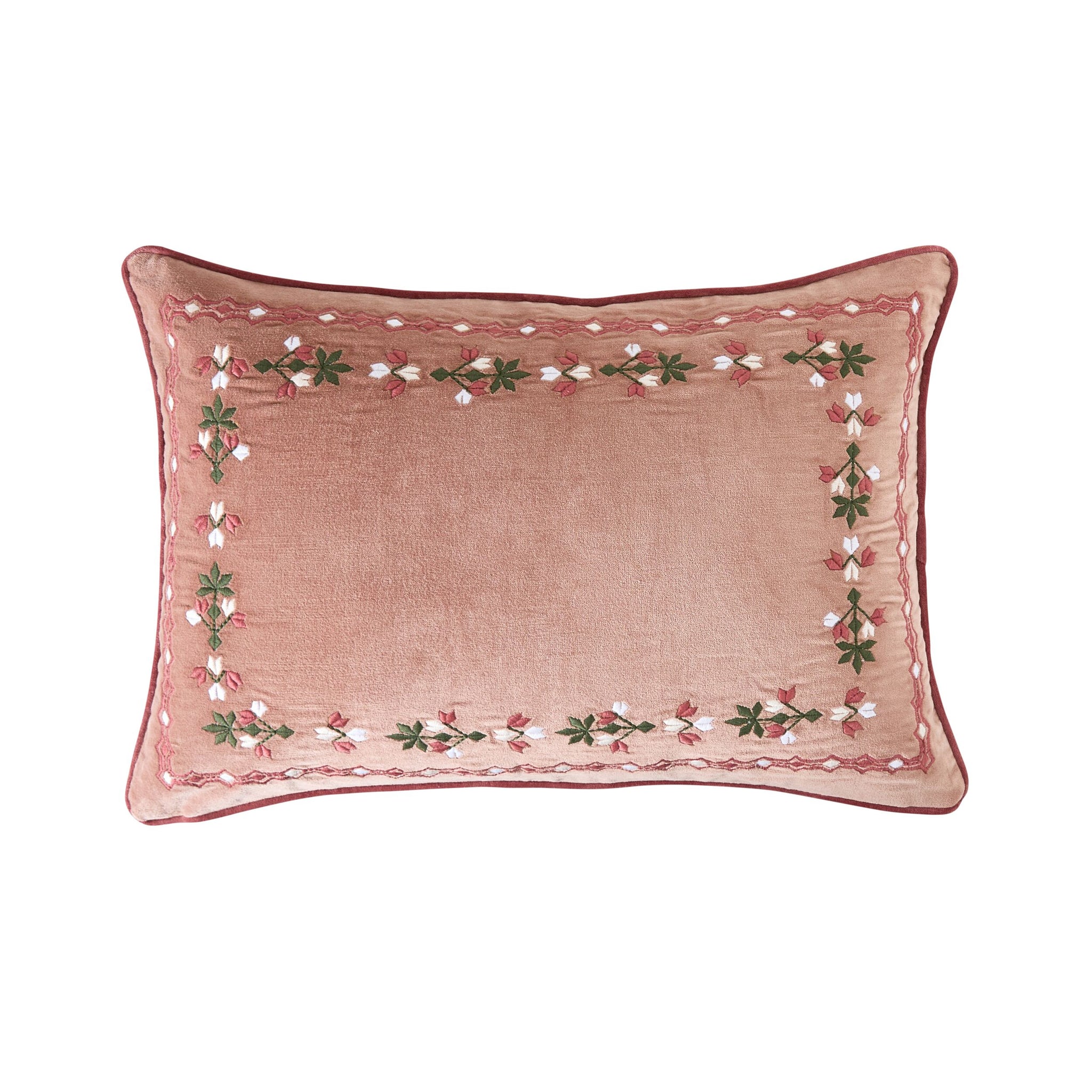 Valencia Floral Border Cushion Rose 40x60cm
