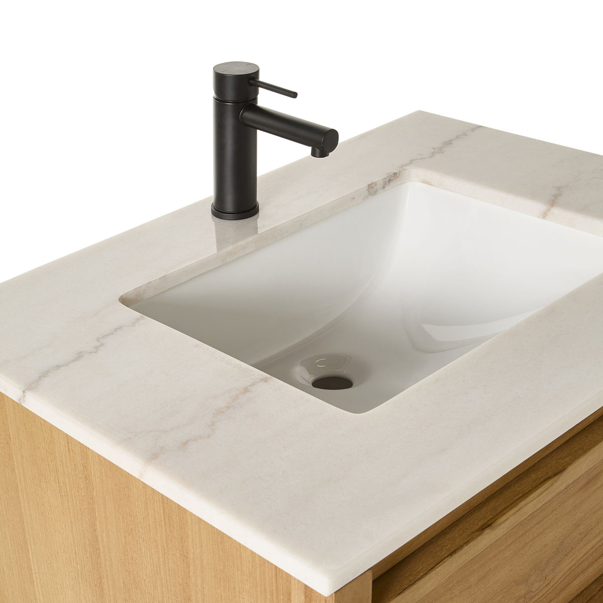 Oliver Single Bathroom Vanity Teak with Stone Top 760mm Package