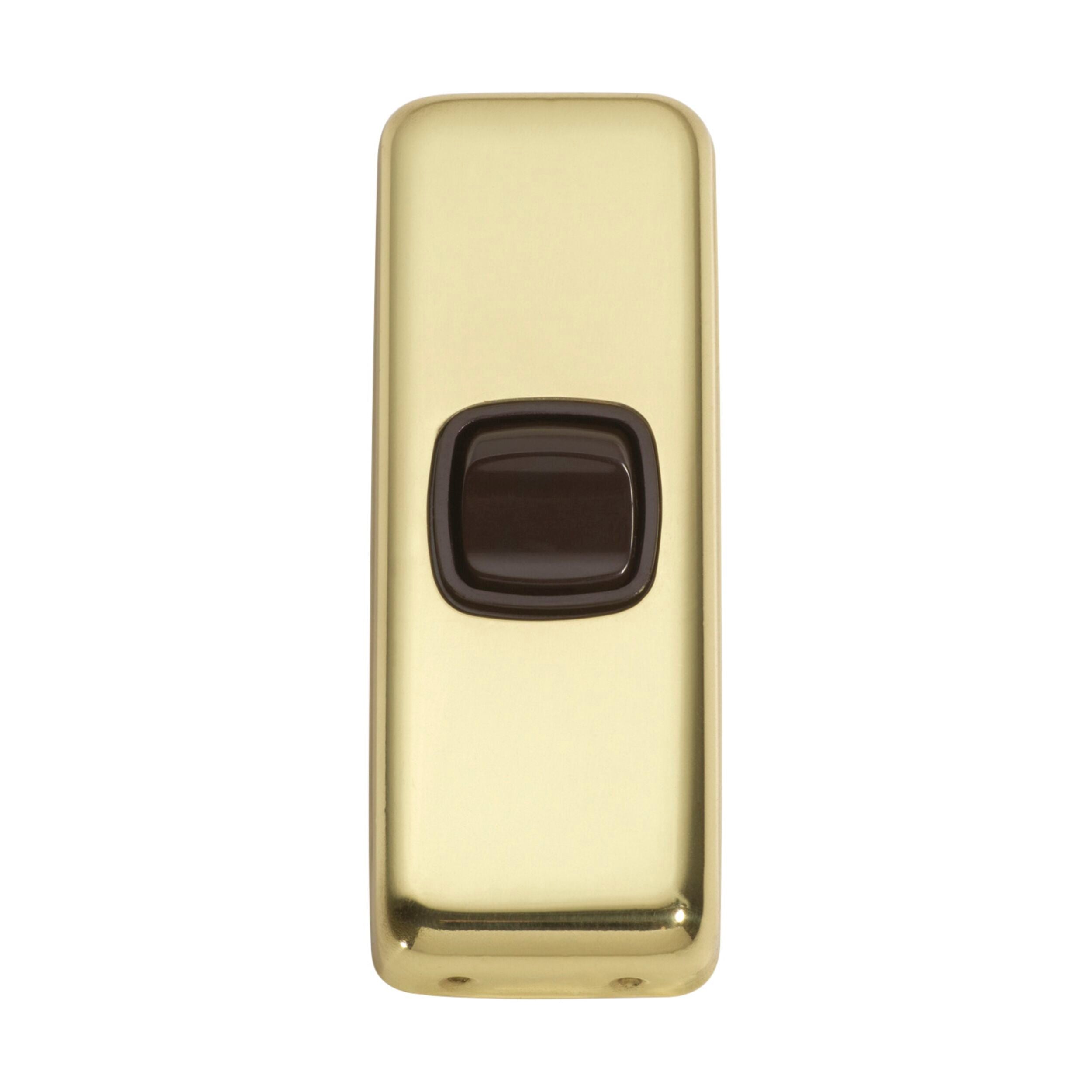 5800 Switch Flat Plate Rocker 1 Gang Brown Polished Brass H82xW30mm