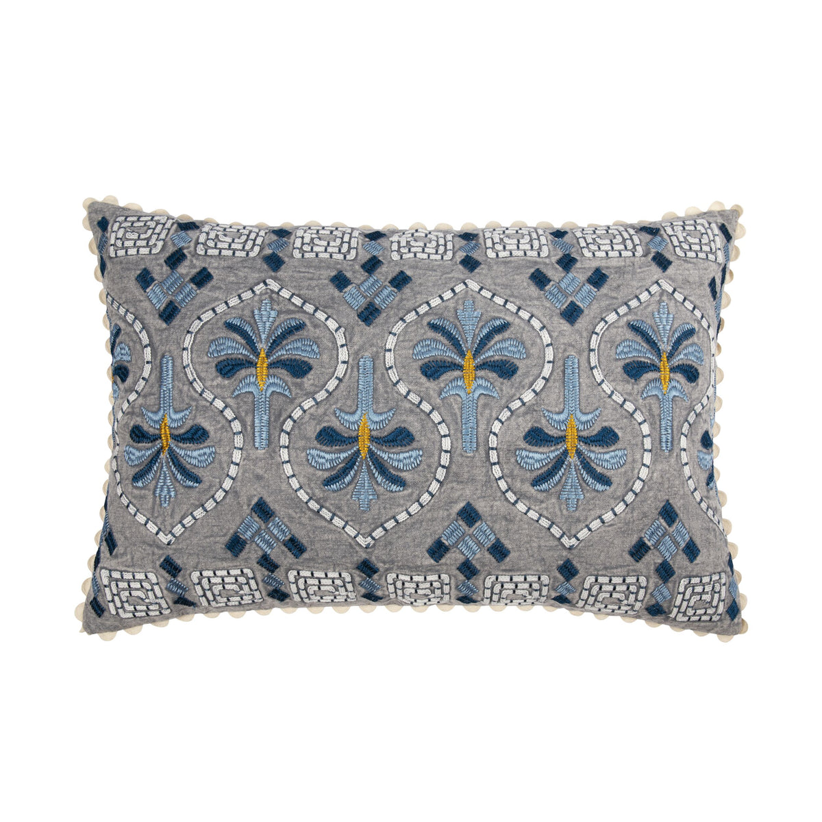 Luma Tile Embroidered Cushion Sky Blue 60x40cm