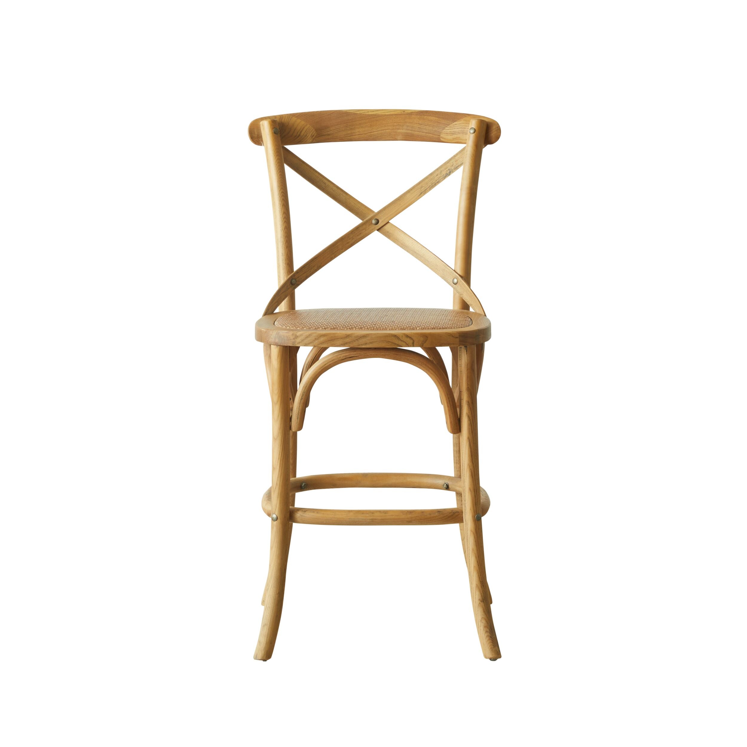 Provincial Cross Back Dining Stool Natural Oak - Image 1