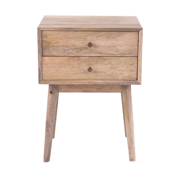 Hopper Mid-Century 2 Drawer Side Table Natural Brown – Early Settler AU