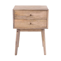 Hopper Mid-Century 2 Drawer Side Table Natural Brown