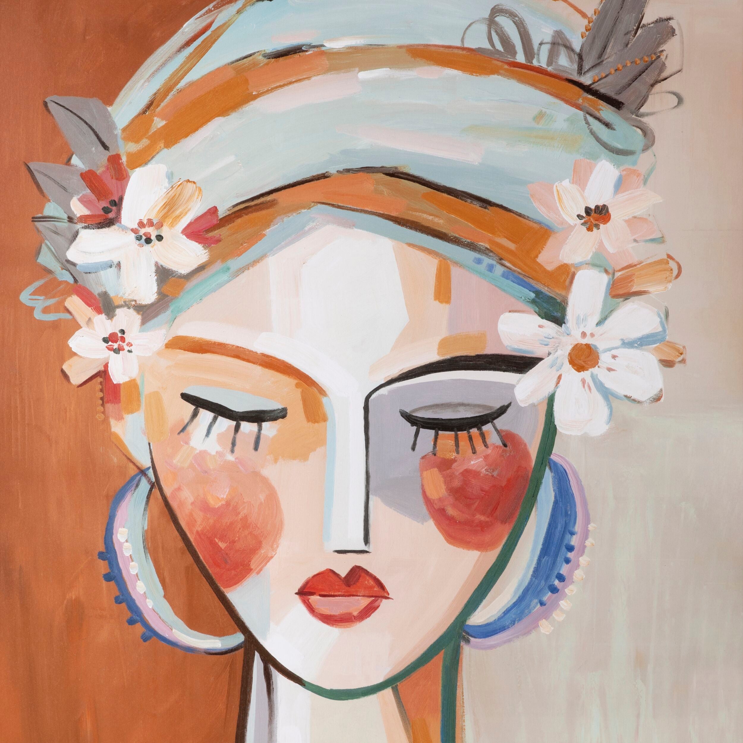 Claudette Abstract Female Face Framed Print 140x100cm