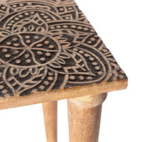 Parvani Carved Top Mango Wood Table 41x38x33cm