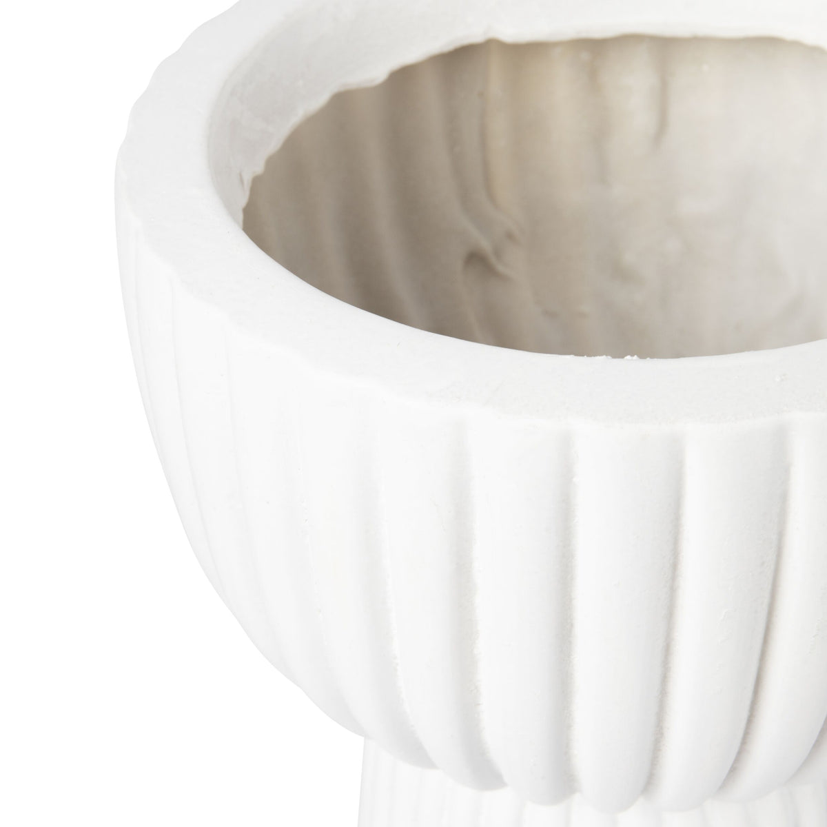Ribbed Pedestal Urn Small White