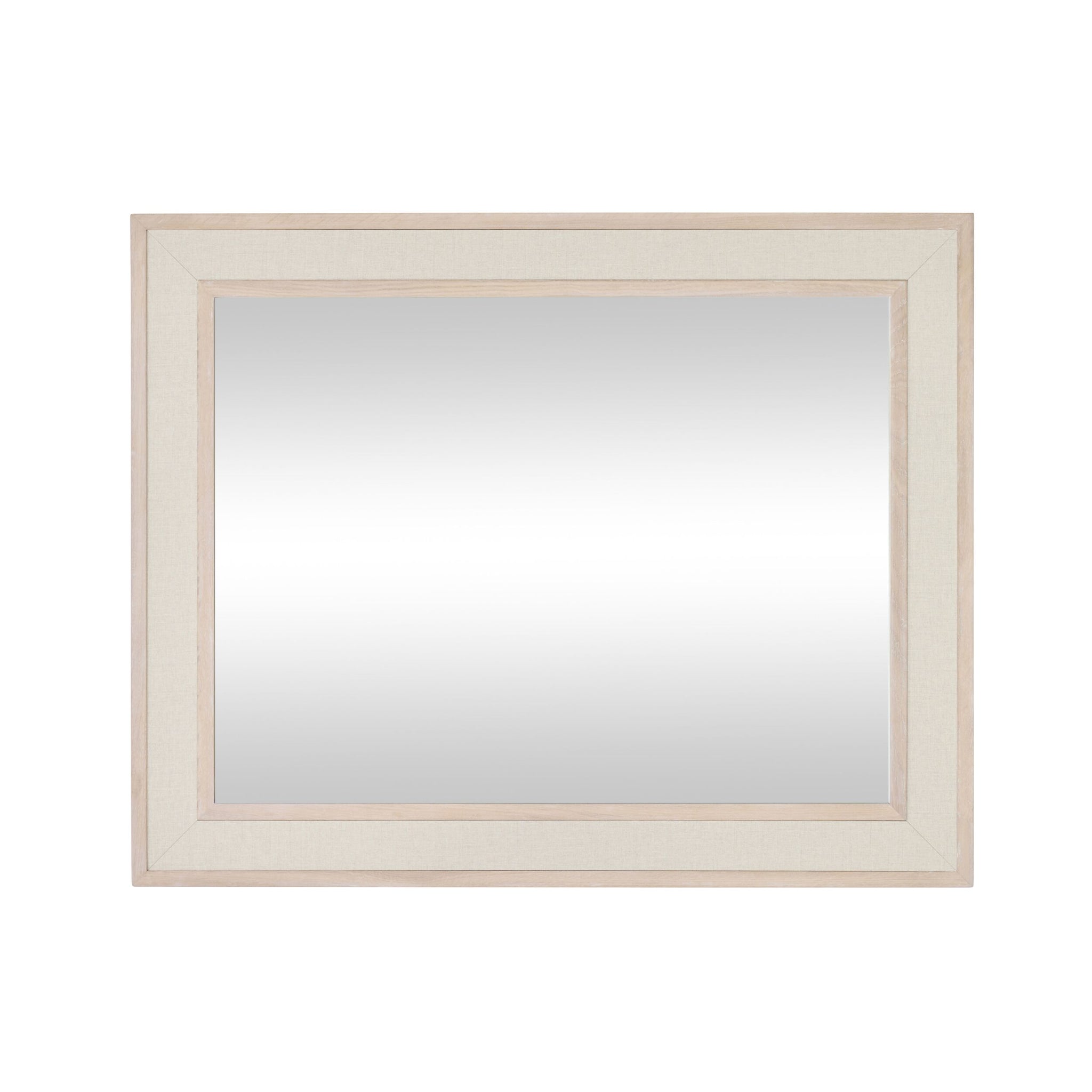 Cannes White Washed Oak & Linen Insert Wall Mirror 100x80cm