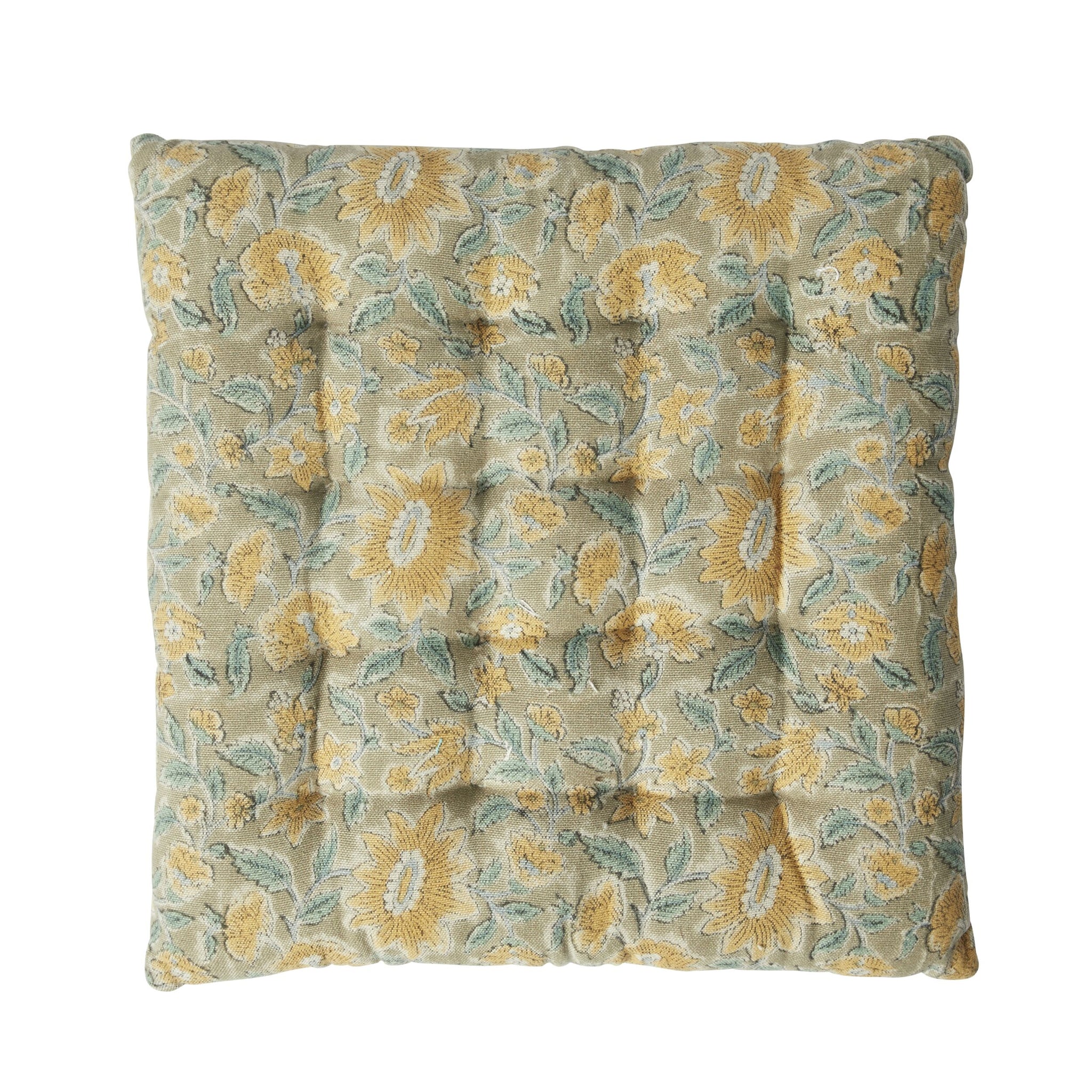 Sorella Yellow Floral Seat Cushion 40x40cm