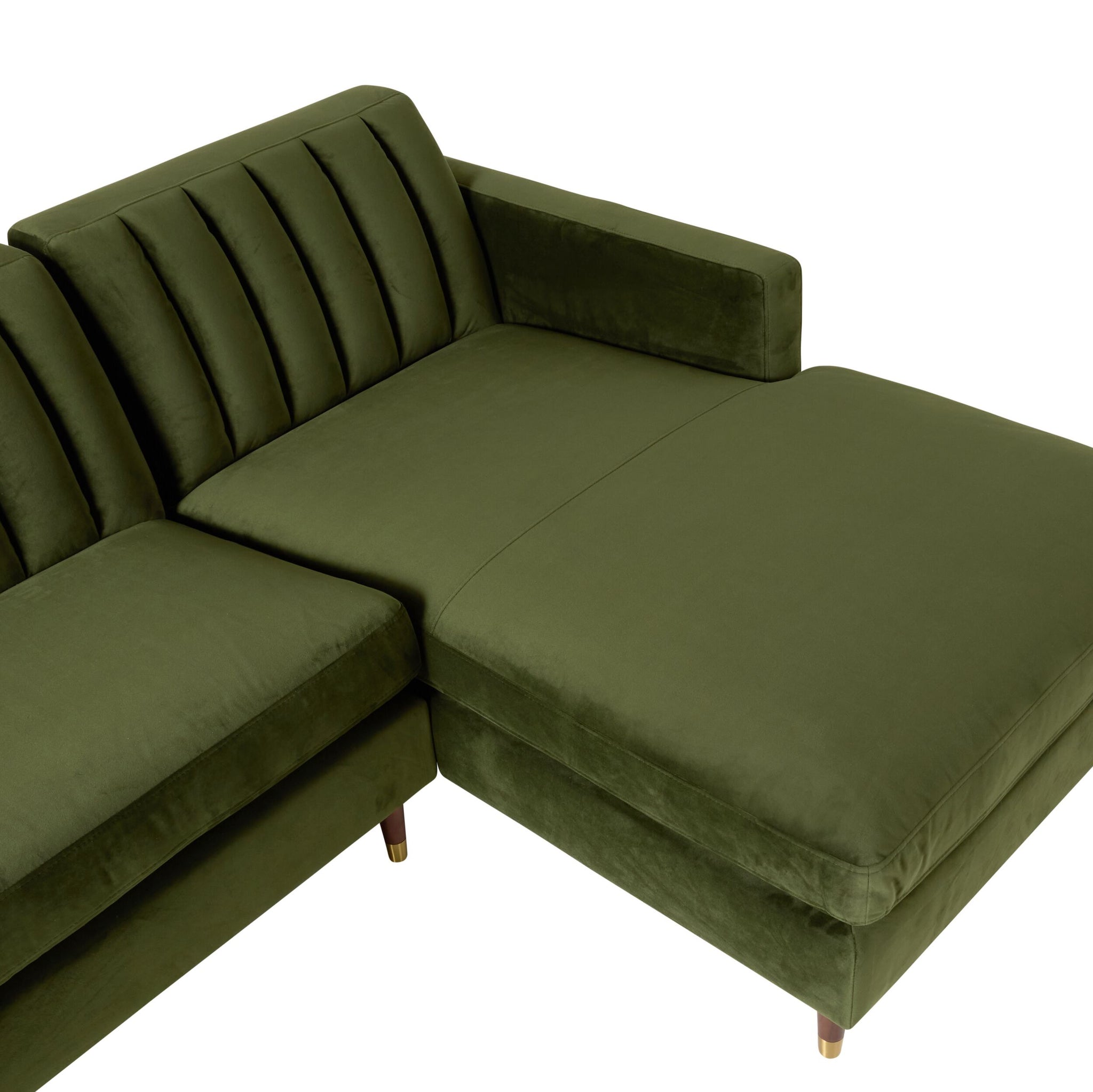 Stitch 3 Seater Velvet Chaise RHF Juniper Olive