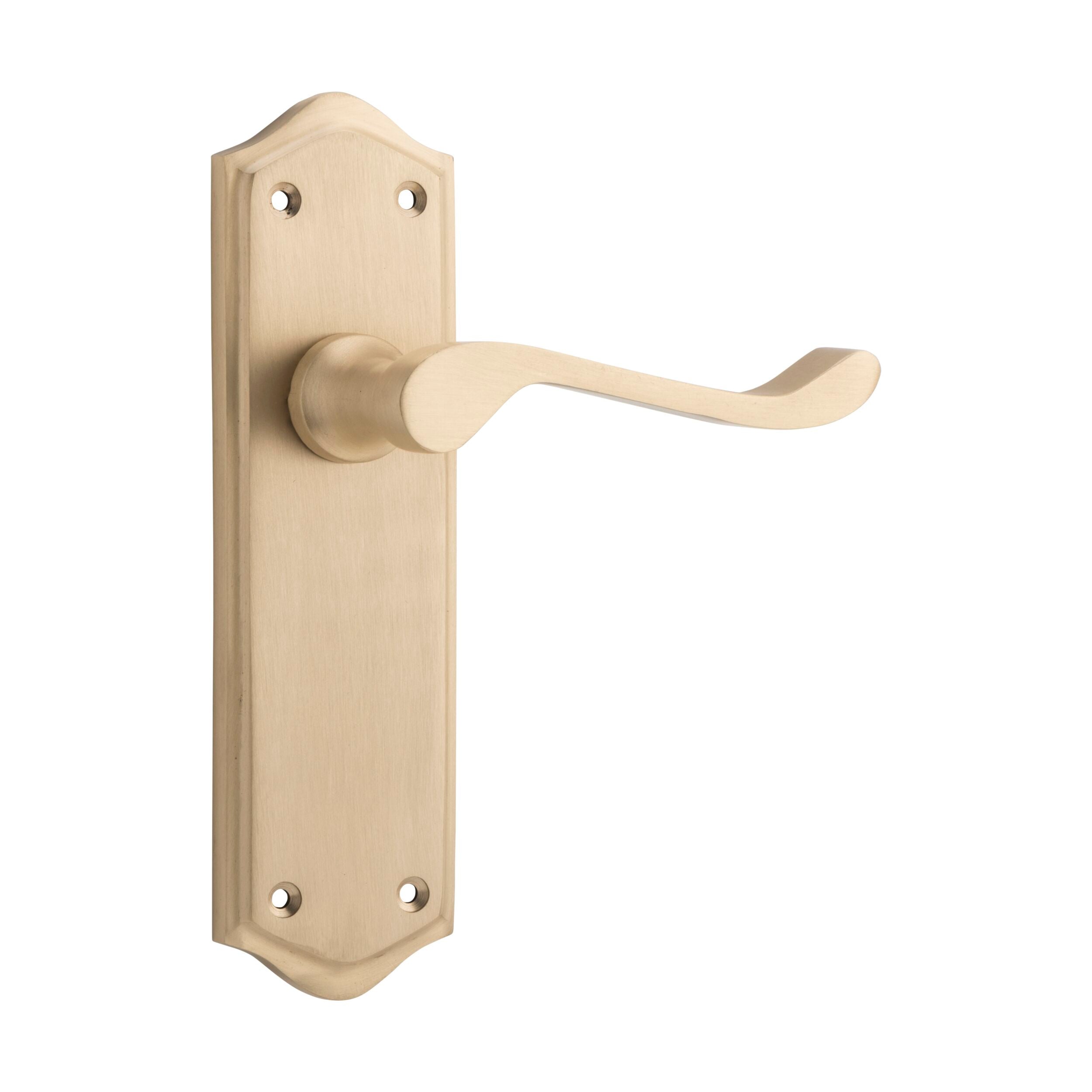 6633 Door Lever Henley Latch Pair Satin Brass H180xW50xP58mm