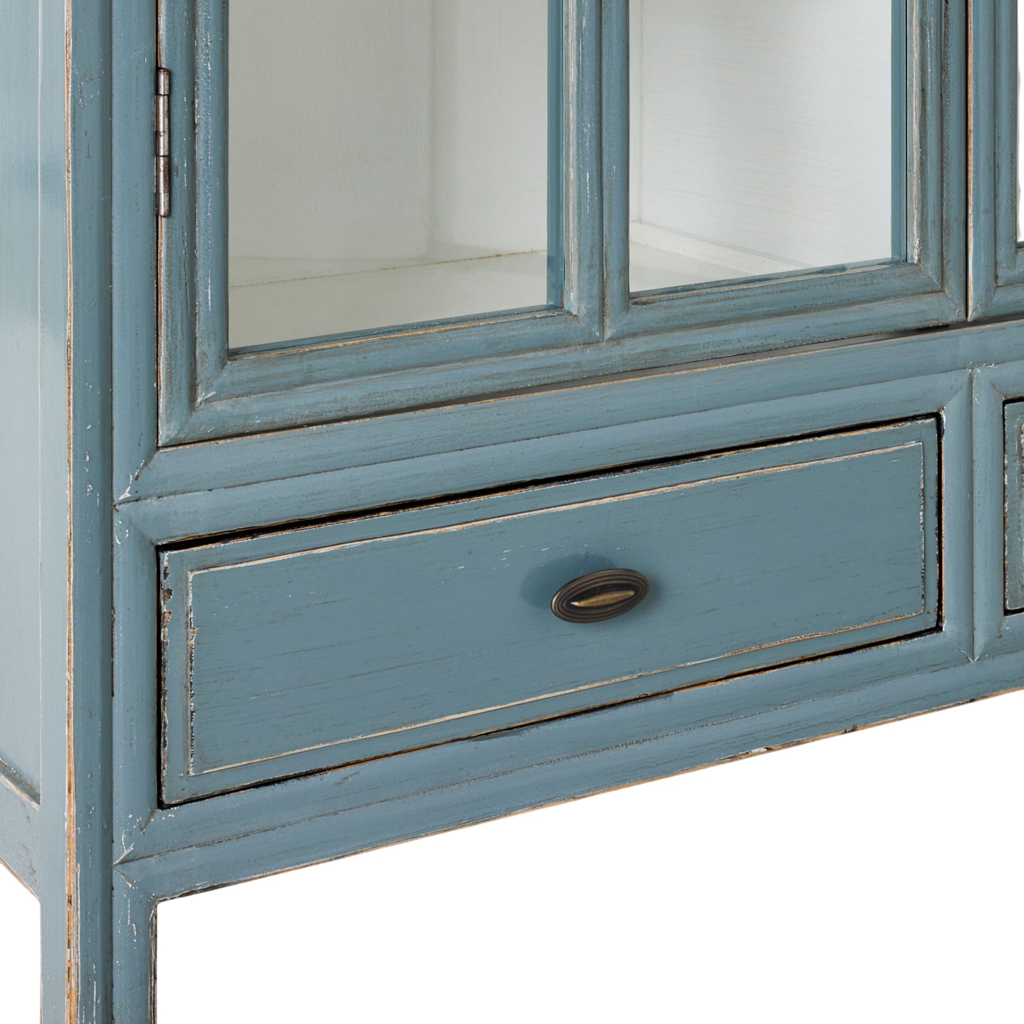 Sansha 2 Door & 2 Drawer Display Cabinet Dove Grey & White