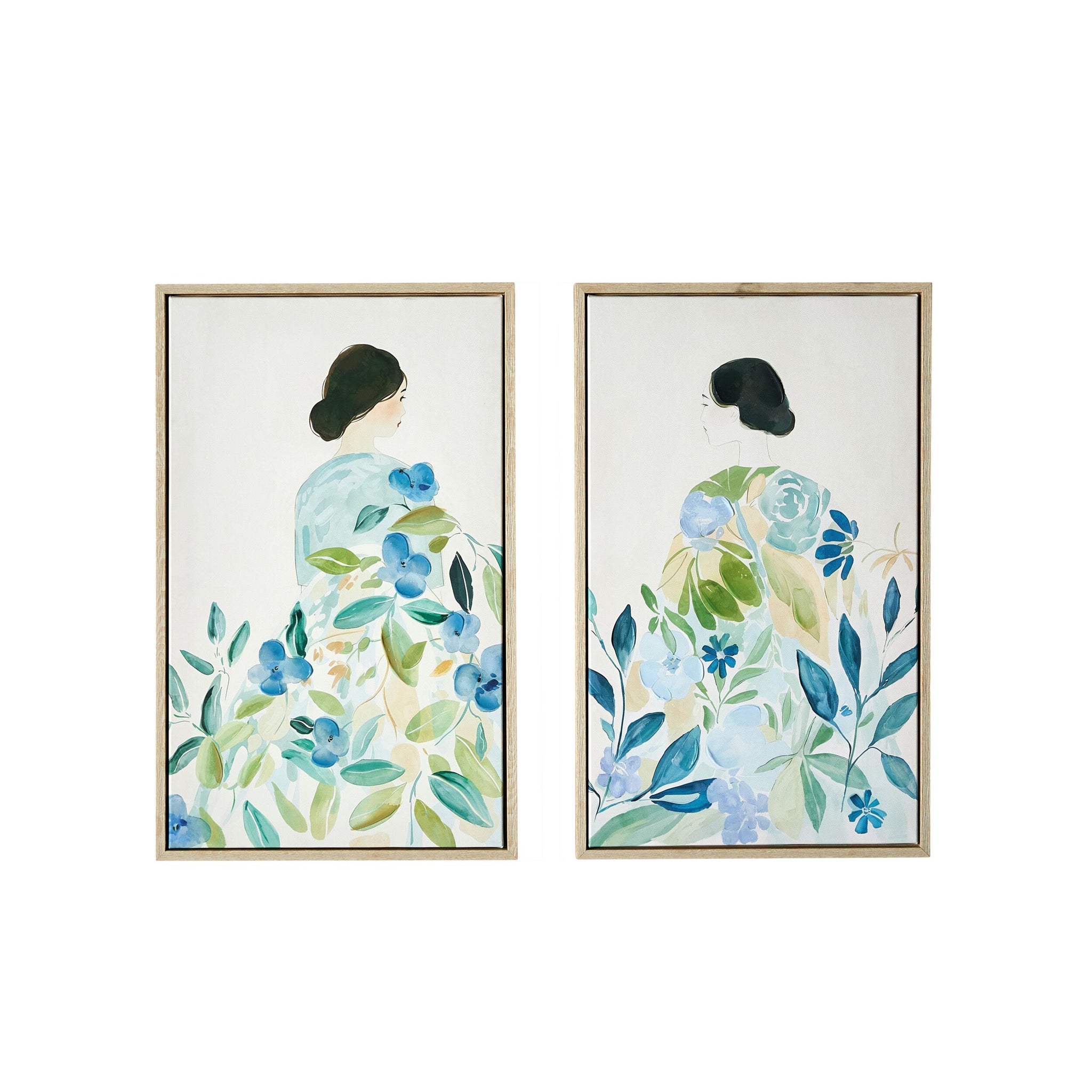 Garden Geisha Framed Textured Print Duo 60x50cm