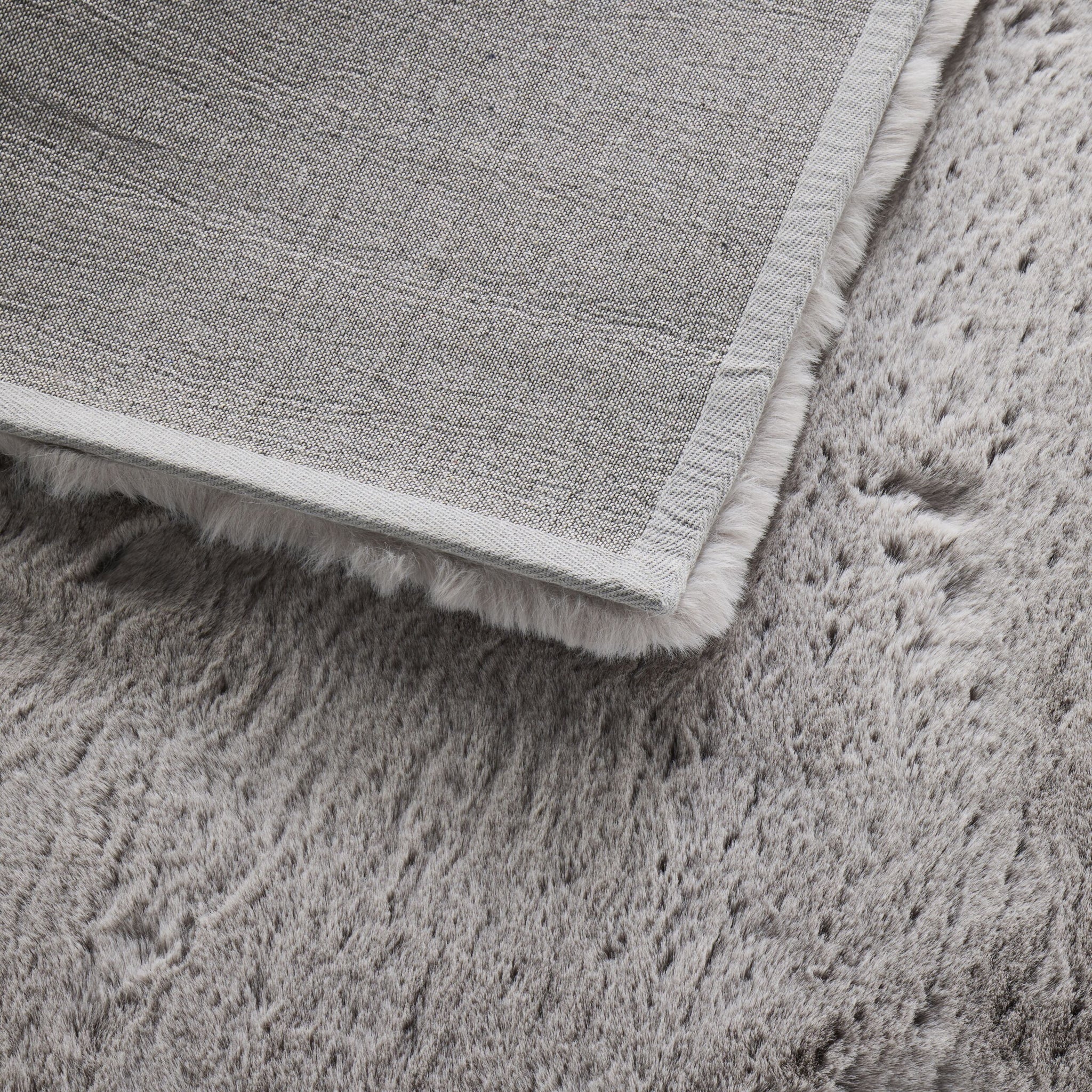Faux Rabbit Fur Rug Silver 120x180cm
