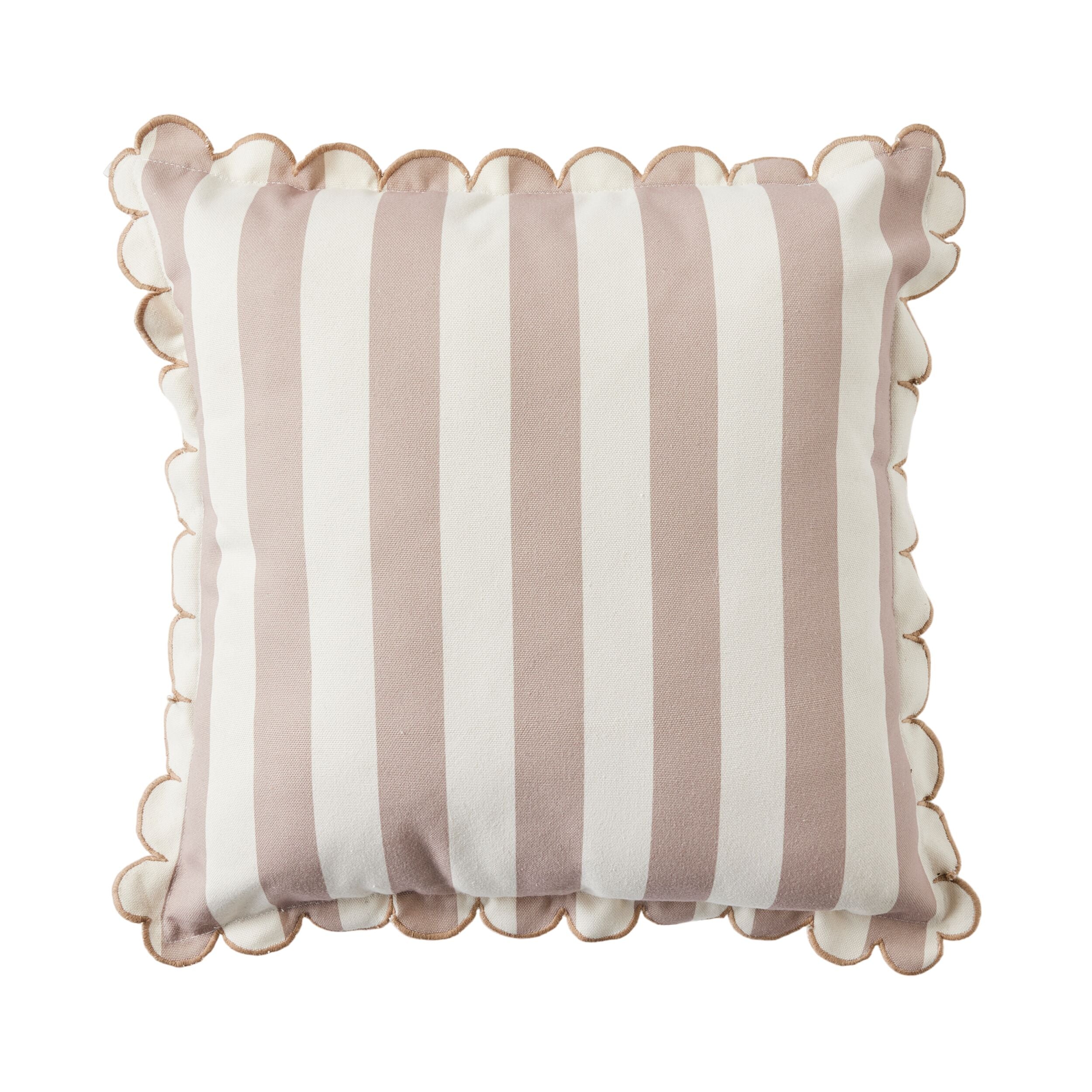 Aruba Scallop Edge Stripe Taupe Cushion 45x45