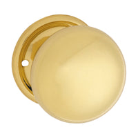 1024 Door Knob Plain Round Rose Pair Polished Brass D54xP53mm BP54mm