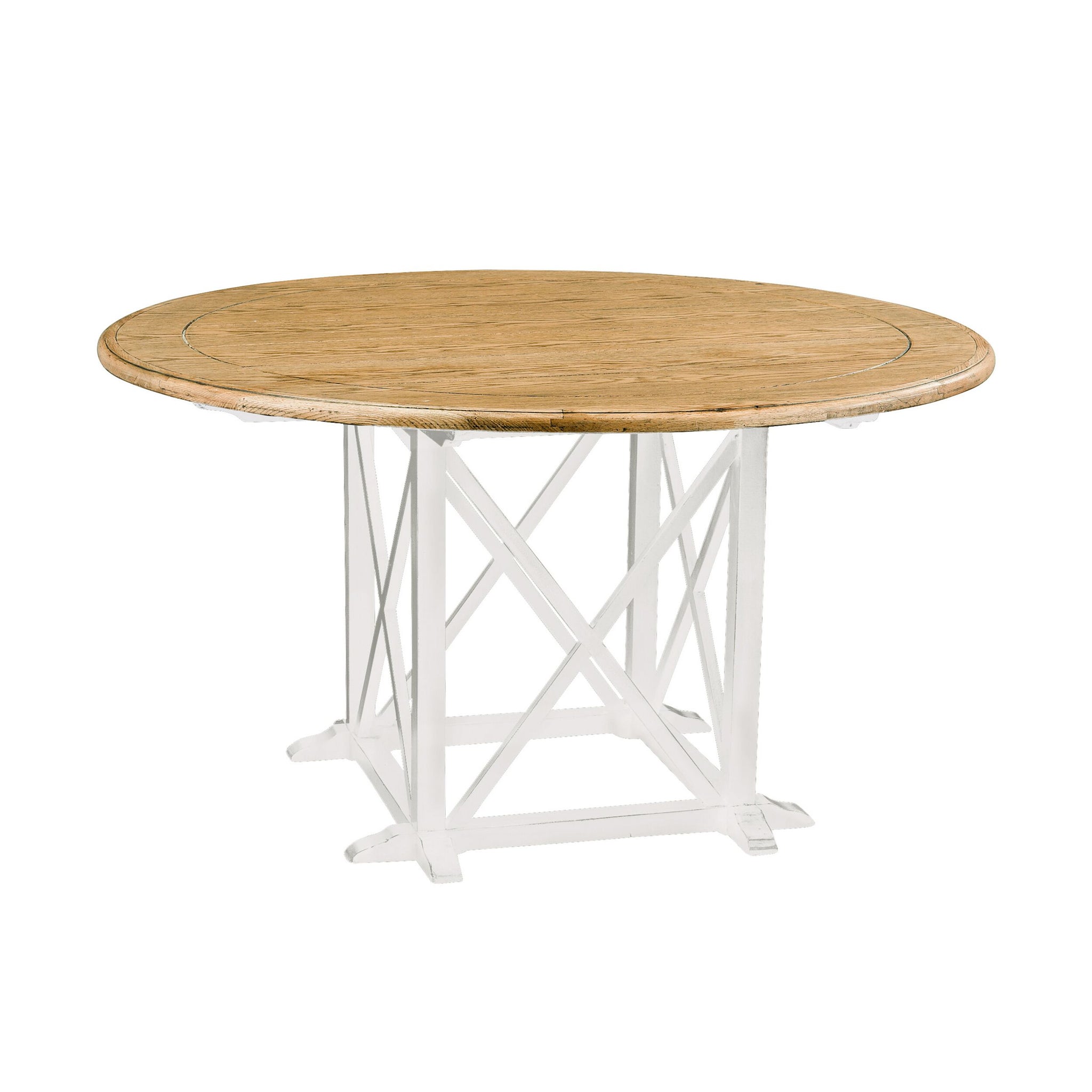 Provincial Oak Round Dining Table 140cm Distressed White