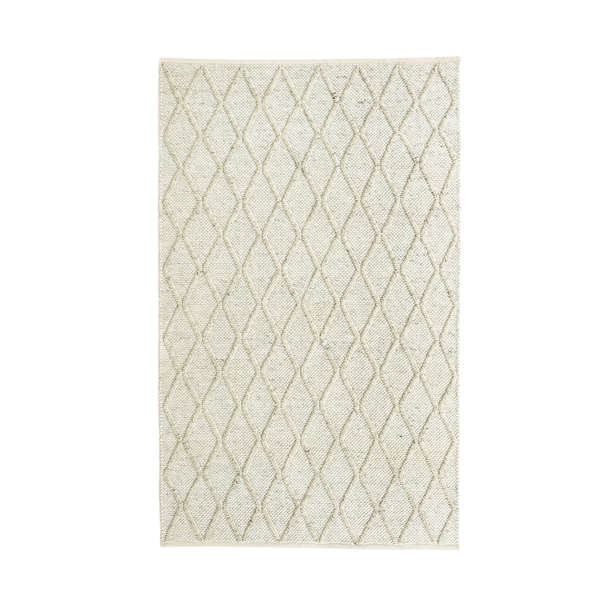 Diamond Trellis Hand Woven Wool Viscose Cream Rug 150x240cm