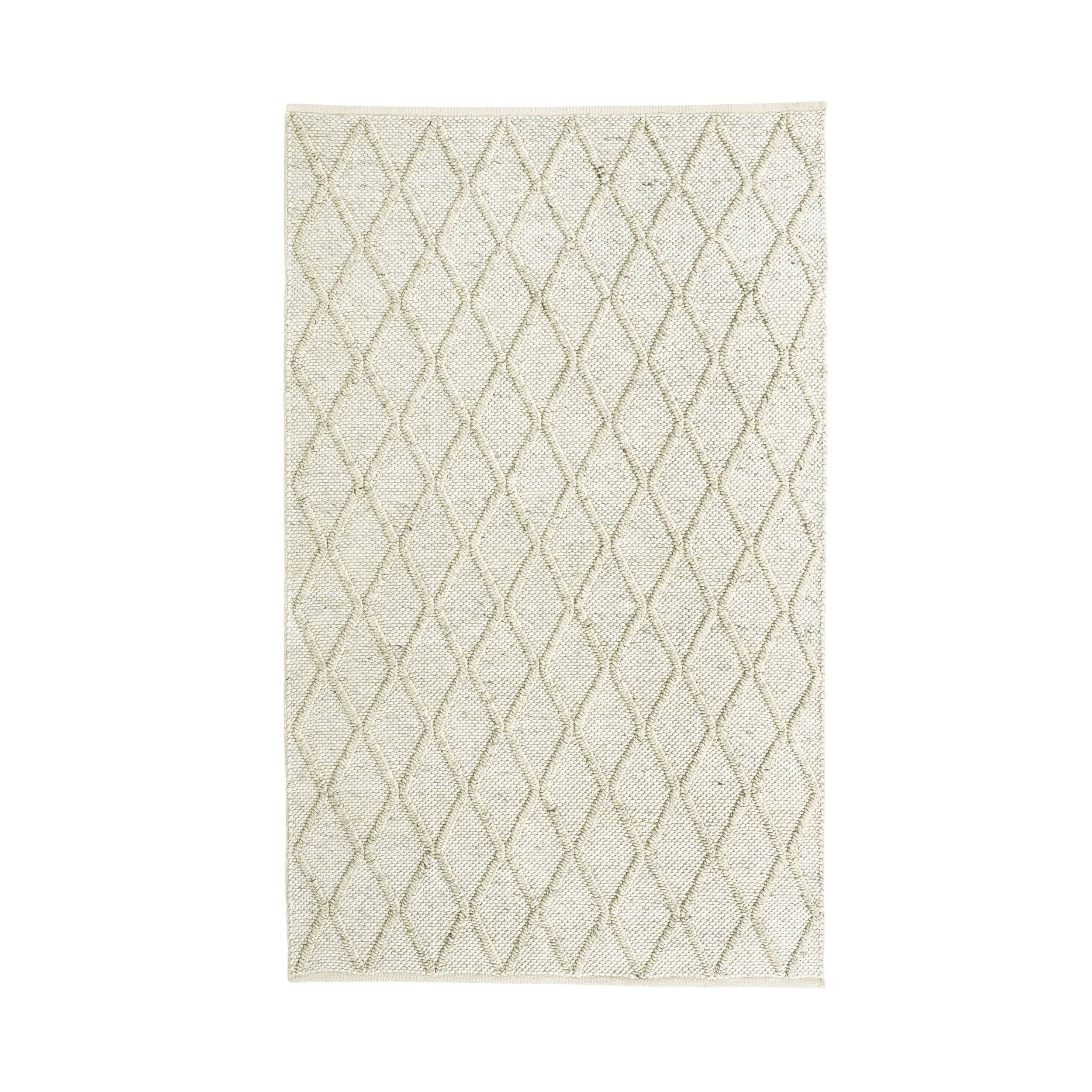 Diamond Trellis Hand Woven Wool Viscose Cream Rug 150x240cm