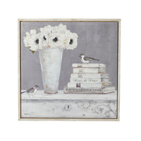 Galleries White Poppys In Vase Framed Canvas Print 90x90cm