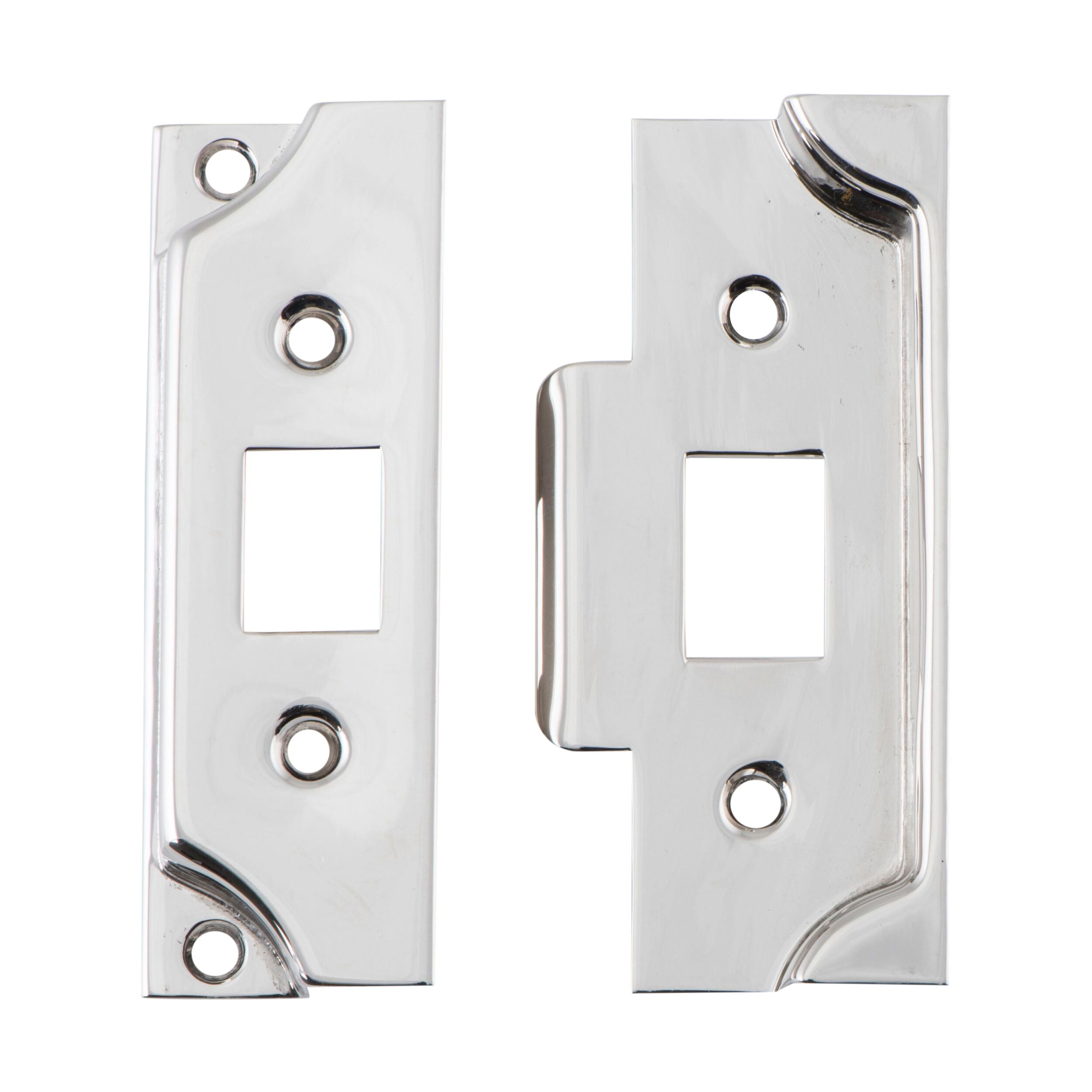 6244 Tube Latch Split Cam Face Plate & Striker Kit Rebated Polished Nickel H95xW38mm