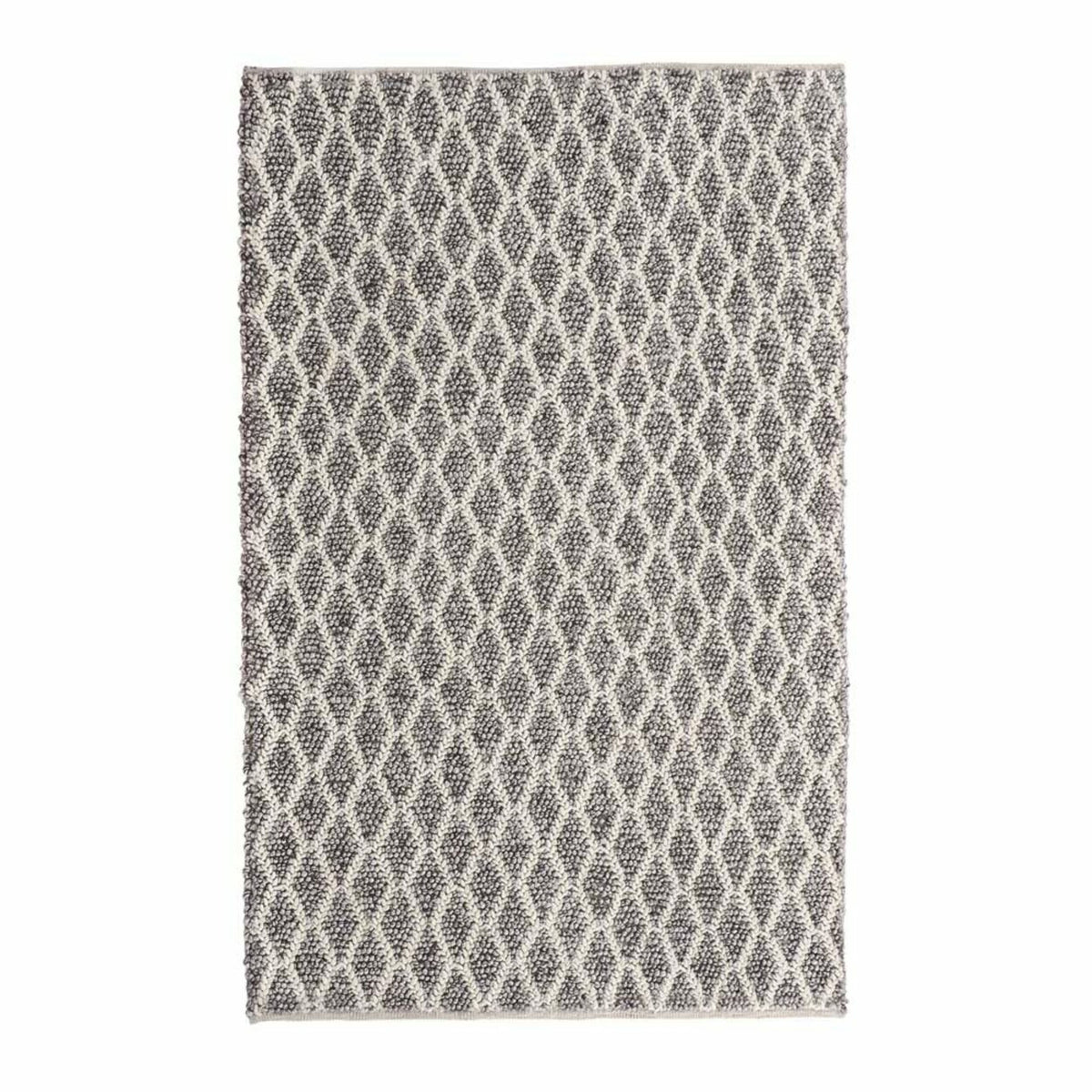 Braided Diamond Hand Woven Grey & Cream Wool Rug 240x150cm – Early ...