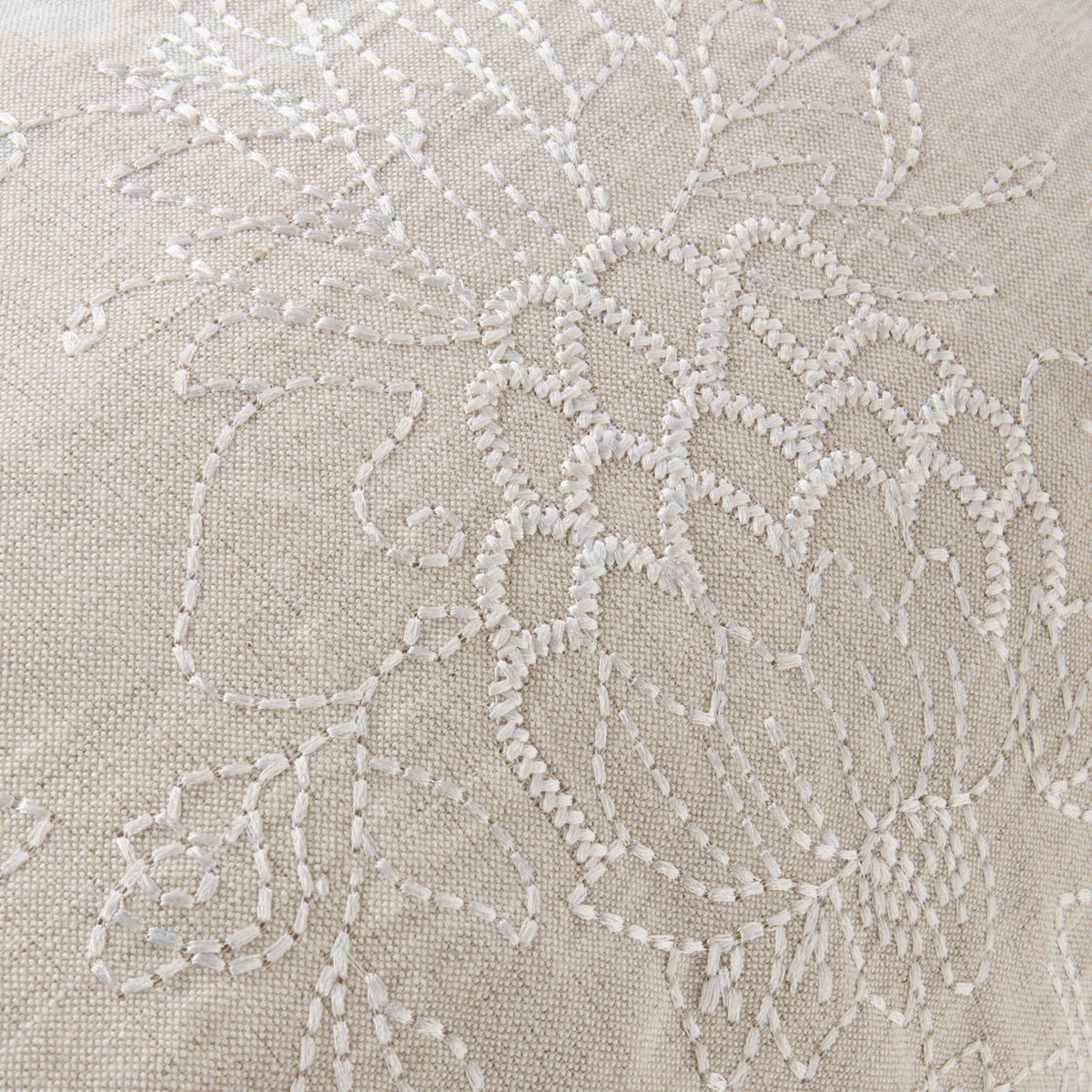 Anais Embroidered Linen Cushion Natural 40x60cm