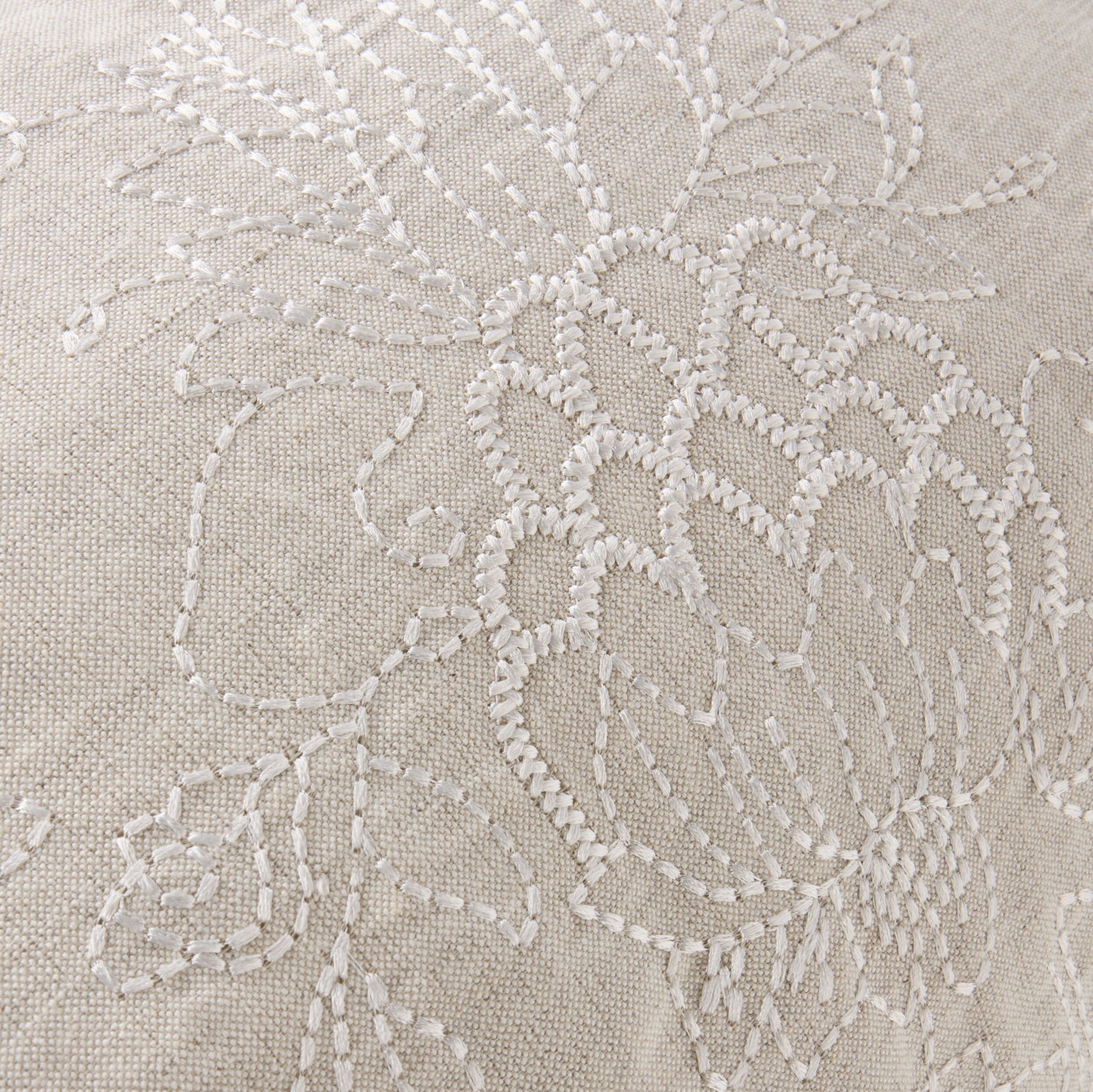 Anais Embroidered Linen Cushion Natural 40x60cm