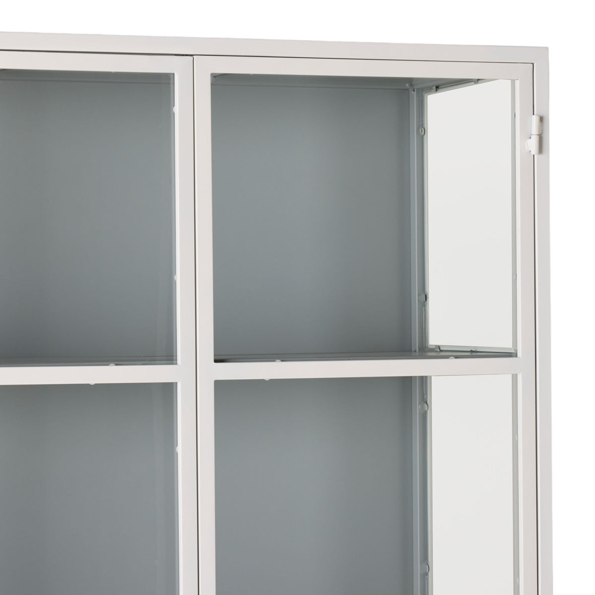 Nero 4 Door Display Cabinet 201 x 92cm White & Grey