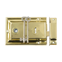 2002 Rim Lock Polished Brass H105xW155mm Backset 112mm