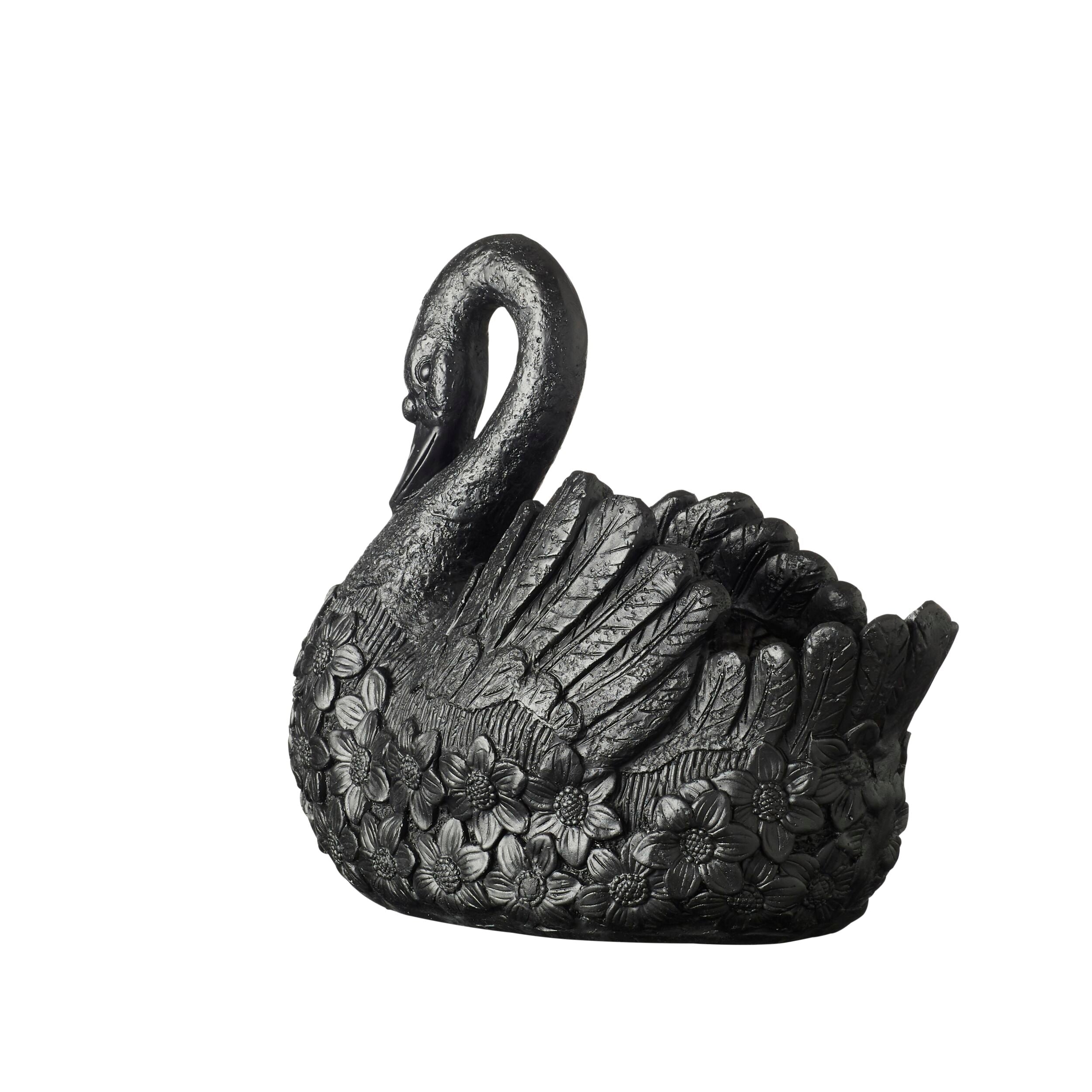 Swan Black Planter 43x39x22cm