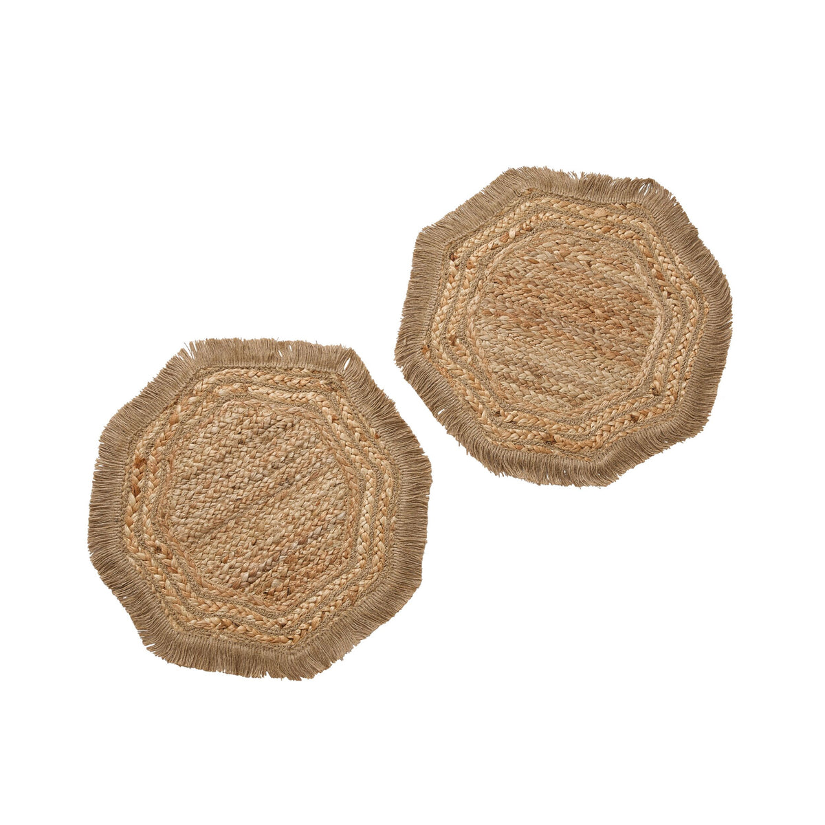 Tulum Braided Hexagonal Jute Placemat 38cm Set of 2
